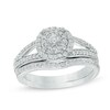 Thumbnail Image 1 of 1/2 CT. T.W. Composite Diamond Double Frame Split Shank Bridal Set in 10K White Gold
