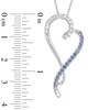Thumbnail Image 2 of Tanzanite and Lab-Created White Sapphire Tilted Ribbon Heart Pendant in Sterling Silver