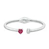 Thumbnail Image 1 of 7.0mm Heart-Shaped Lab-Created Ruby and White Sapphire Hinged Cuff in Sterling Silver