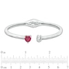 Thumbnail Image 2 of 7.0mm Heart-Shaped Lab-Created Ruby and White Sapphire Hinged Cuff in Sterling Silver
