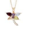 Thumbnail Image 1 of Multi-Gemstone Dragonfly Pendant in Sterling Silver with 18K Gold Plate