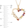 Thumbnail Image 2 of Multi-Gemstone "Mom" Heart Pendant in Sterling Silver with 18K Gold Plate