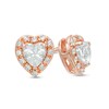 Thumbnail Image 1 of Heart-Shaped Lab-Created White Sapphire Frame Stud Earrings in Sterling Silver with 14K Rose Gold Plate