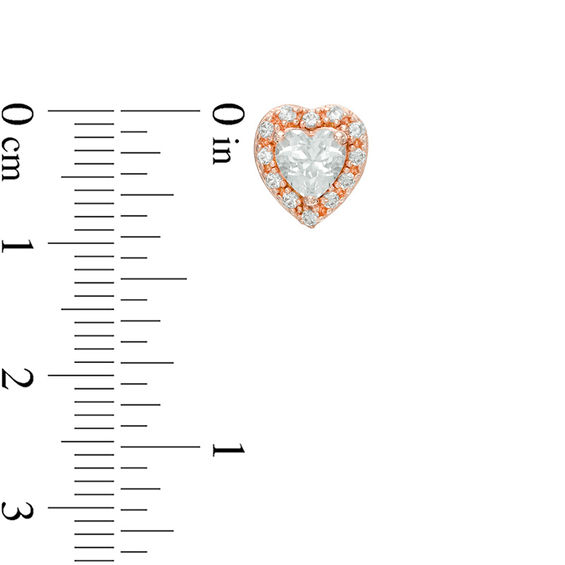 Heart-Shaped Lab-Created White Sapphire Frame Stud Earrings in Sterling Silver with 14K Rose Gold Plate