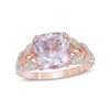 Thumbnail Image 0 of Amethyst and Lab-Created White Sapphire Vintage-Style Ring in Sterling Silver with 14K Rose Gold Plate