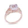 Thumbnail Image 1 of Amethyst and Lab-Created White Sapphire Vintage-Style Ring in Sterling Silver with 14K Rose Gold Plate