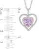 Thumbnail Image 1 of Rose de France Amethyst and Lab-Created White Sapphire Frame Heart Pendant in Sterling Silver with 14K Rose Gold Plate