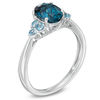 Thumbnail Image 2 of Oval London and Swiss Blue Topaz Tri-Sides Ring in 10K White Gold