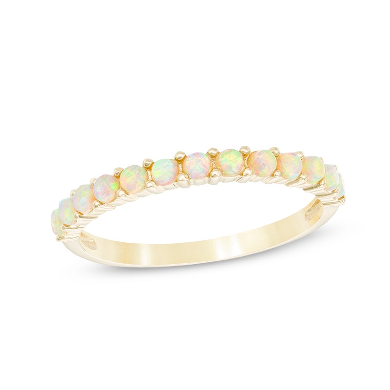 Main Image 1 of Lab-Created Opal Band in 10K Gold