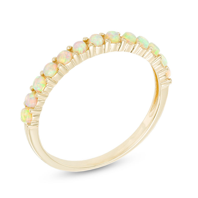 Main Image 2 of Lab-Created Opal Band in 10K Gold
