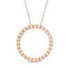 Thumbnail Image 1 of Lab-Created Pink Opal Circle Pendant in Sterling Silver with 18K Rose Gold Plate
