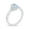 Thumbnail Image 2 of Oval Aquamarine and Diamond Accent Tri-Sides Ring in Sterling Silver