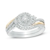 Thumbnail Image 1 of 3/8 CT. T.W. Diamond Swirl Frame Bridal Set in 10K Two-Tone Gold