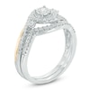 Thumbnail Image 2 of 3/8 CT. T.W. Diamond Swirl Frame Bridal Set in 10K Two-Tone Gold