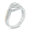 Thumbnail Image 1 of 3/8 CT. T.W. Diamond Swirl Frame Bridal Set in 10K Two-Tone Gold