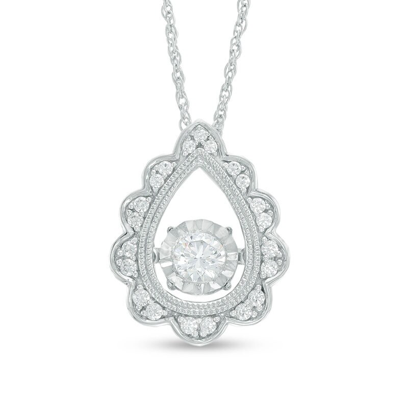 Unstoppable Love™ 3/8 CT. T.W. Diamond Vintage-Style Teardrop Pendant in 10K White Gold