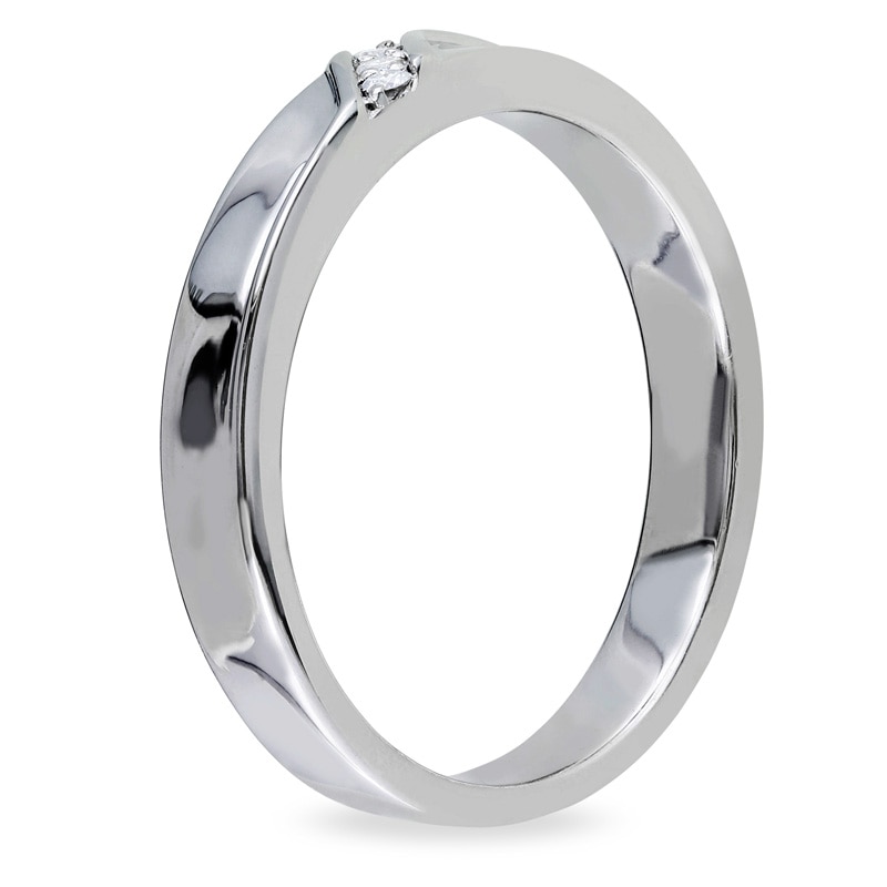 Main Image 2 of 1/20 CT. T.W. Diamond Three Stone Slant Band in Sterling Silver