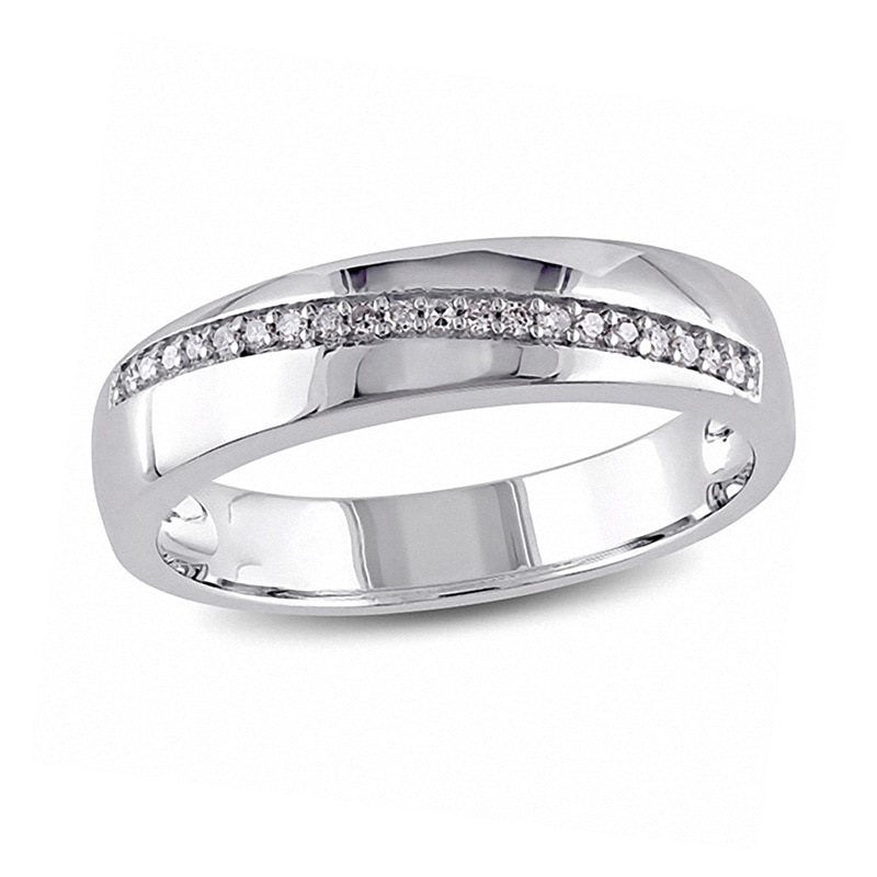 Main Image 1 of 1/10 CT. T.W. Diamond Slant Band in Sterling Silver