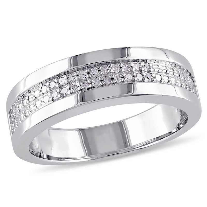 1/10 CT. T.W. Diamond Double Row Band in Sterling Silver