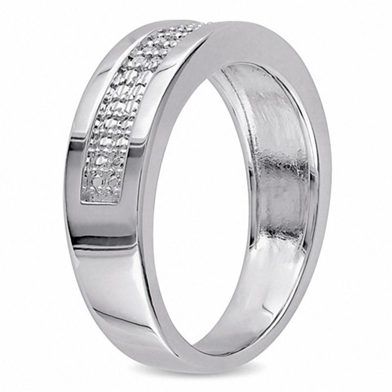 Main Image 2 of 1/10 CT. T.W. Diamond Double Row Band in Sterling Silver