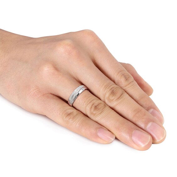 Men's 1/10 CT. T.W. Diamond Slant Band in 10K White Gold Men's 1/10 CT. T.W. Diamond Slant Band in 10K White Gold