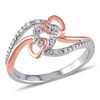 Thumbnail Image 1 of 1/20 CT. T.W. Diamond Accent Triple Intertwined Heart Ring in Sterling Silver with Rose Rhodium Plating