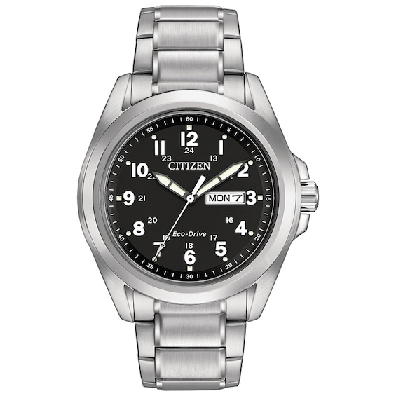 Menâs Citizen Eco-DriveÂ® Watch with Black Dial (Model: Aw0050-82E)