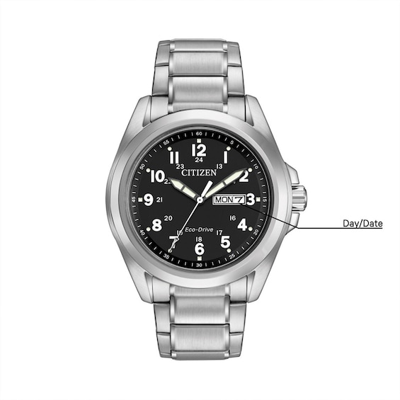 Menâs Citizen Eco-DriveÂ® Watch with Black Dial (Model: Aw0050-82E)