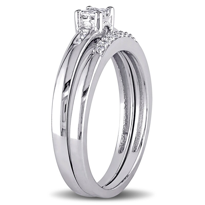 Main Image 2 of 1/6 CT. T.W. Quad Princess-Cut Diamond Bridal Set in Sterling Silver
