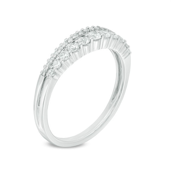 3/8 CT. T.w. Diamond Two Row Anniversary Band in 14K White Gold