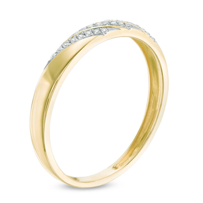Main Image 2 of 1/20 CT. T.W. Diamond Accent Slant Wedding Band in 10K Gold