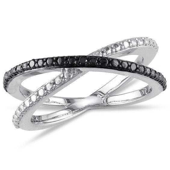 1/20 CT. T.W Enhanced Black Diamond Orbit Ring in Sterling Silver 1/20 CT. T.W Enhanced Black Diamond Orbit Ring in Sterling Silver