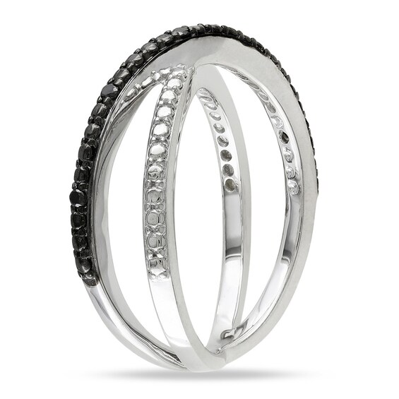 1/20 CT. T.W Enhanced Black Diamond Orbit Ring in Sterling Silver 1/20 CT. T.W Enhanced Black Diamond Orbit Ring in Sterling Silver