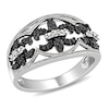 Thumbnail Image 0 of 1/4 CT. T.W. Enhanced Black and White Diamond Vintage-Style Fleur-de-Lis Ring in Sterling Silver