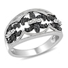 Thumbnail Image 1 of 1/4 CT. T.W. Enhanced Black and White Diamond Vintage-Style Fleur-de-Lis Ring in Sterling Silver