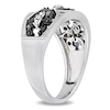 Thumbnail Image 1 of 1/4 CT. T.W. Enhanced Black and White Diamond Vintage-Style Fleur-de-Lis Ring in Sterling Silver