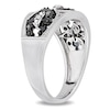 Thumbnail Image 2 of 1/4 CT. T.W. Enhanced Black and White Diamond Vintage-Style Fleur-de-Lis Ring in Sterling Silver