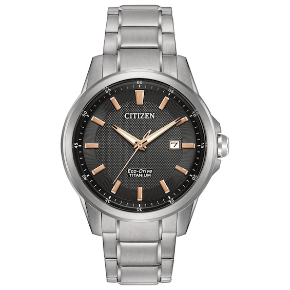 Men's Citizen Eco-DriveÂ® Titanium Watch with Black Dial (Model: Aw1490-50E)