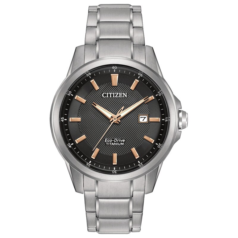 Main Image 1 of Men's Citizen Eco-Drive® Titanium Watch with Black Dial (Model: AW1490-50E)