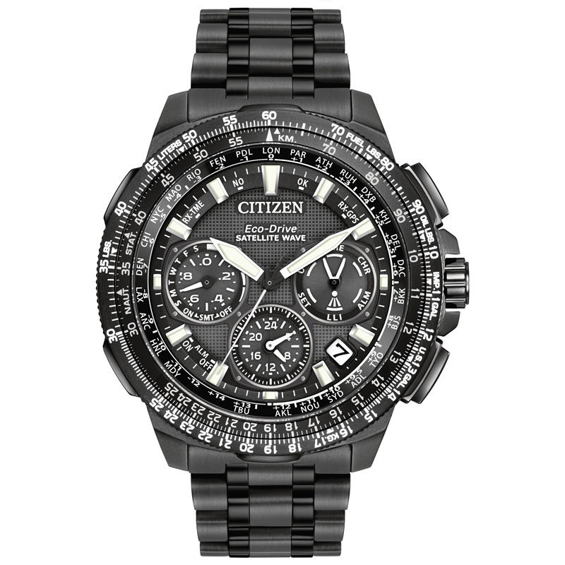 Main Image 1 of Men’s Citizen Eco-Drive® Promaster Navihawk Satellite Wave Chronograph Watch with Black Dial (Model: CC9025-85E)