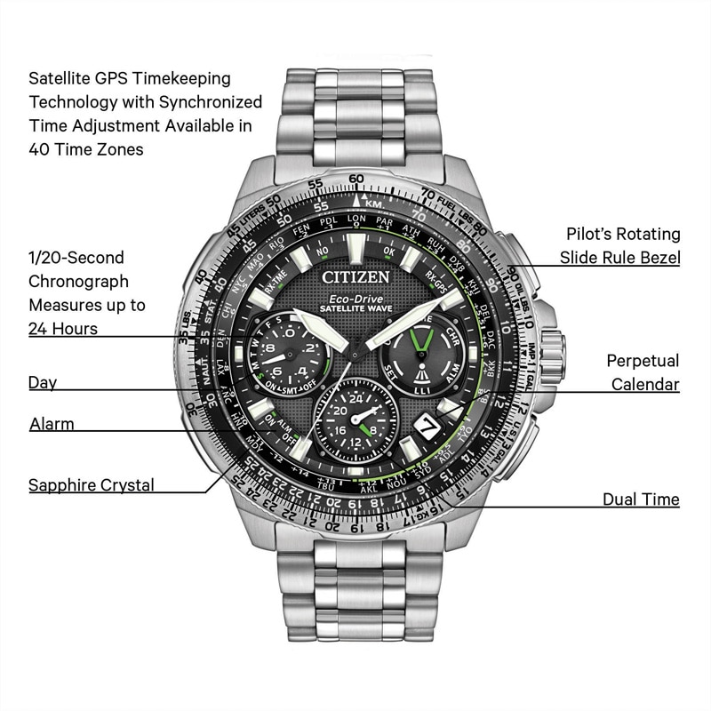 Men’s Citizen Eco-Drive® Promaster Navihawk Satellite Wave Chronograph Watch with Grey Dial (Model: CC9030-51E)