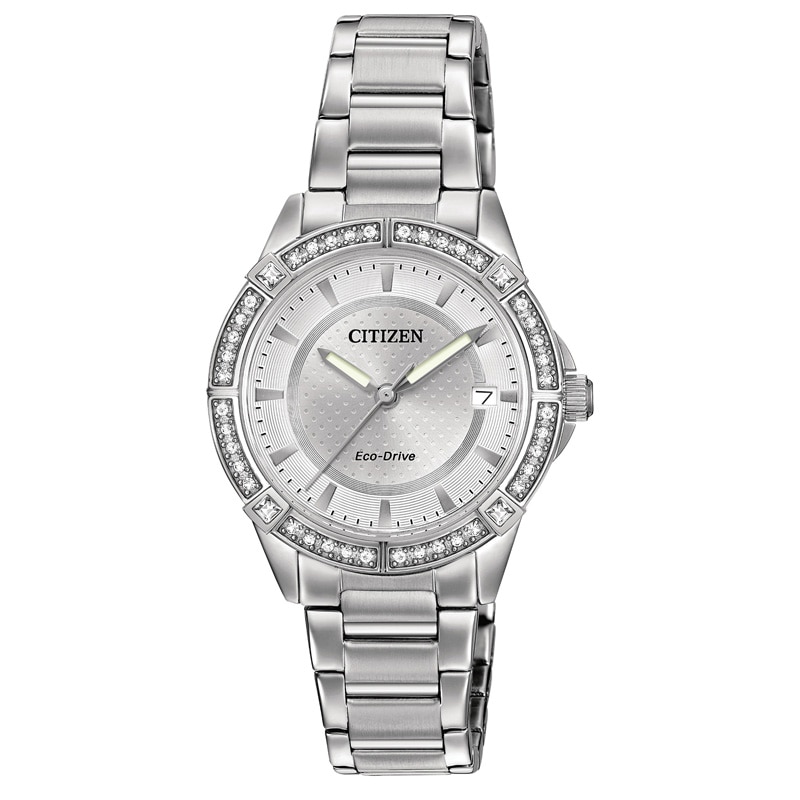 Ladies' Drive from Citizen Eco-Drive® Crystal Accent Watch With Silver-Tone Dial (Model: FE6060-51A)