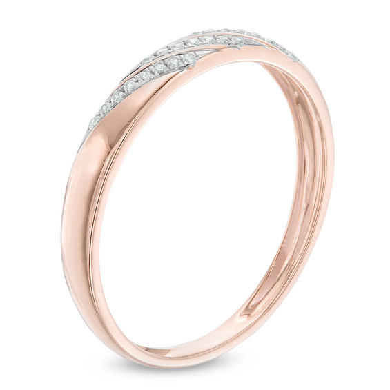 Diamond Accent Slant Wedding Band in 10K Rose Gold