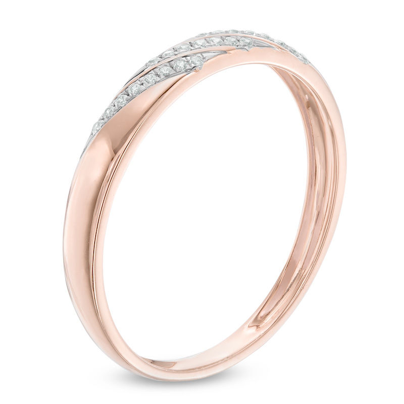 Main Image 2 of Diamond Accent Slant Wedding Band in 10K Rose Gold