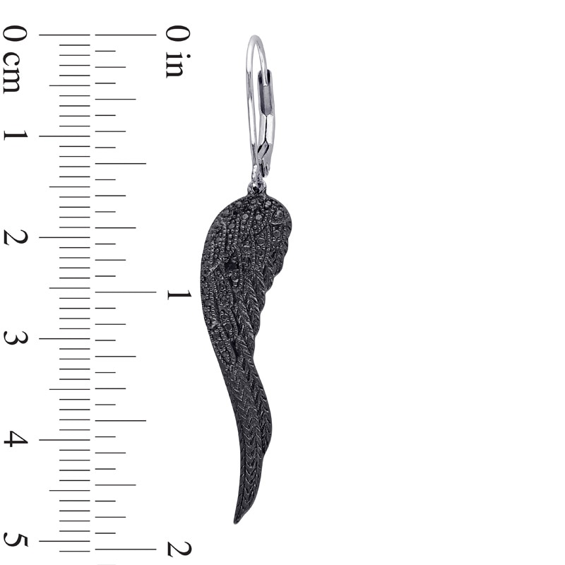 Main Image 3 of Black Diamond Accent Wing Earrings in Sterling Silver