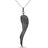 Thumbnail Image 1 of Black Diamond Accent Wing Pendant in Sterling Silver