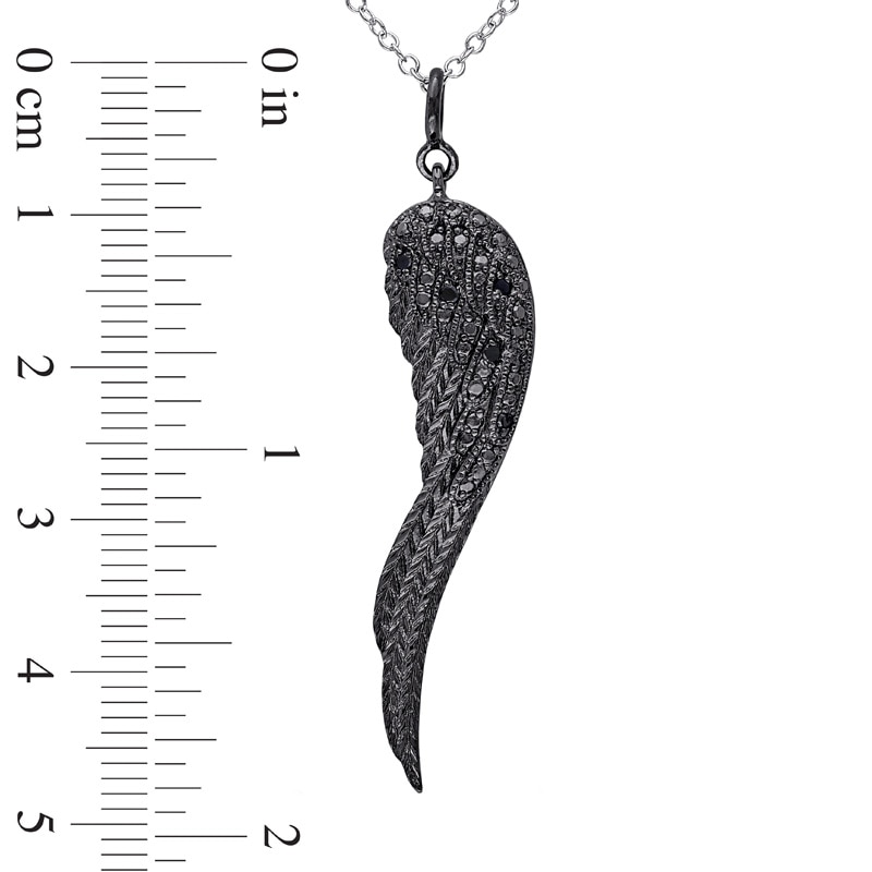 Main Image 3 of Black Diamond Accent Wing Pendant in Sterling Silver