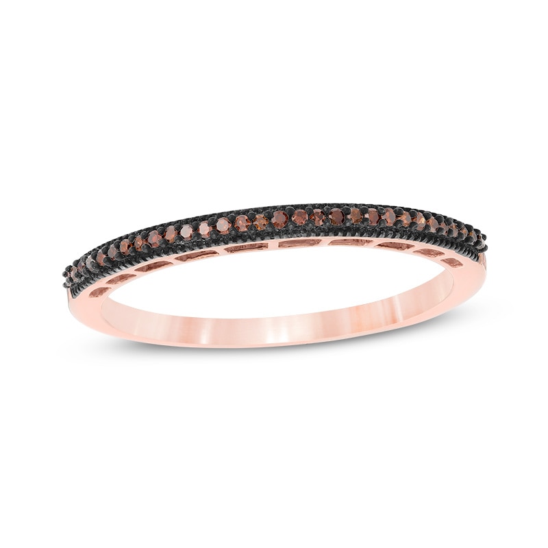 1/20 CT. T.W. Enhanced Cognac Diamond Vintage-Style Anniversary Band in 10K Rose Gold