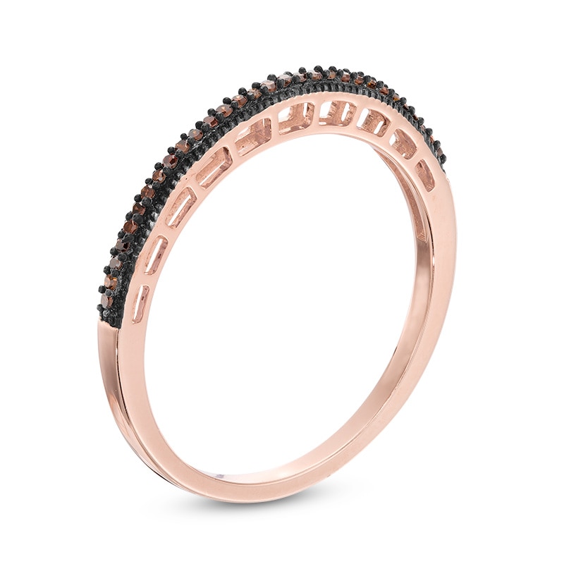 1/20 CT. T.W. Enhanced Cognac Diamond Vintage-Style Anniversary Band in 10K Rose Gold