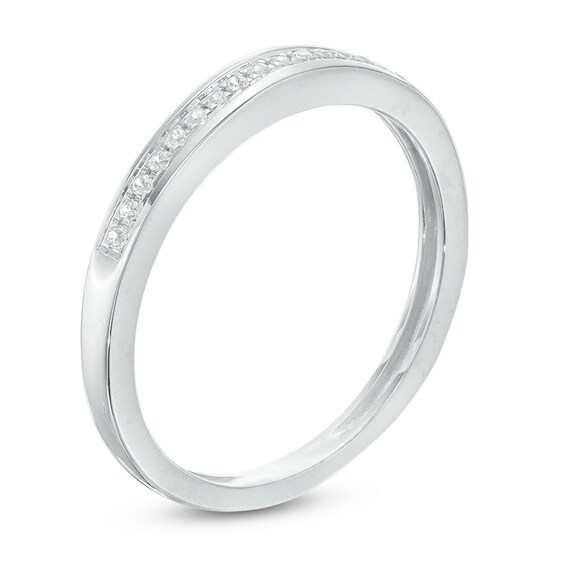 Diamond Accent Channel Anniversary Band in 10K White Gold
